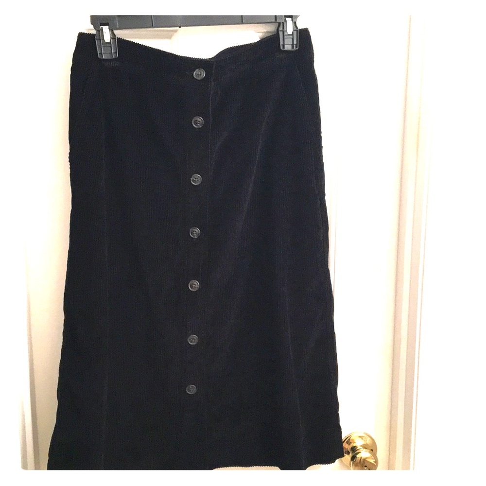 Black midi cord skirt